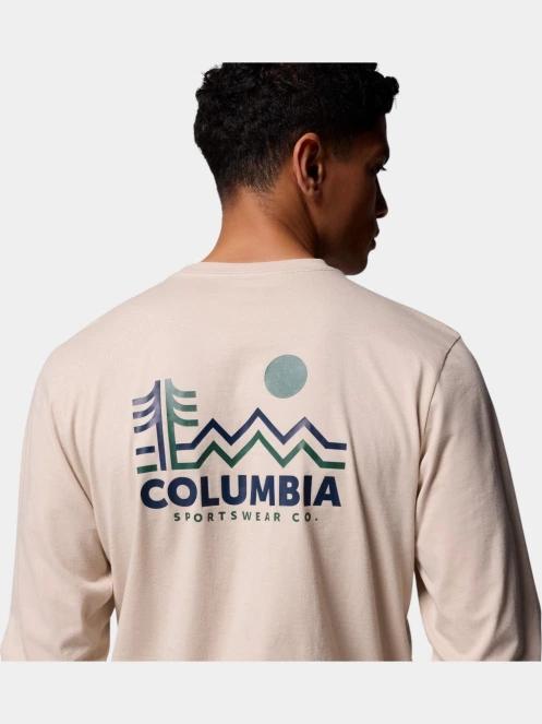 Columbia CSC Seasonal Logo Long Sleeve Tee férfi hosszú ujjú póló homok színben 7