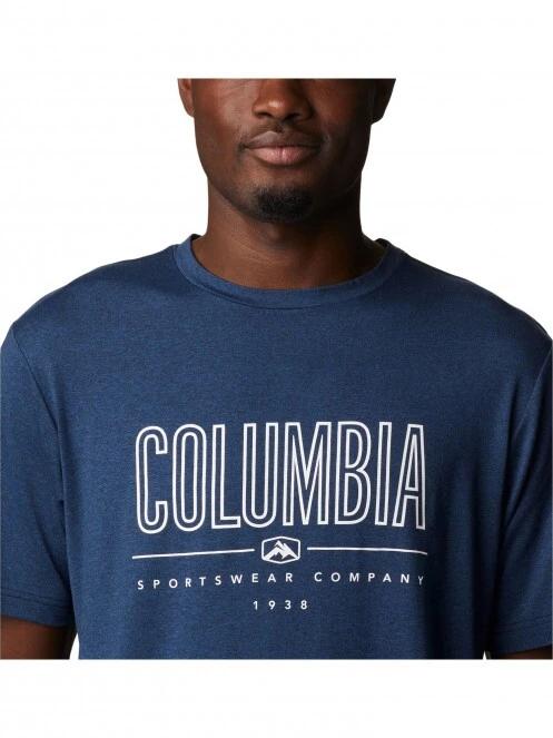Columbia Tech Trail Front Graphic SS Tee férfi rövid ujjú sport póló kék színben 5