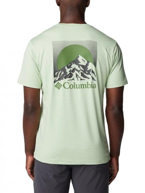 Columbia Kwick Hike Back Graphic Short Sleeve Tee férfi rövid ujjú sport póló zöld színben 4