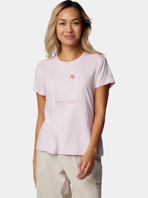 Columbia Sloan Ridge Graphic Short Sleeve Tee női rövid ujjú póló rózsaszín színben 2