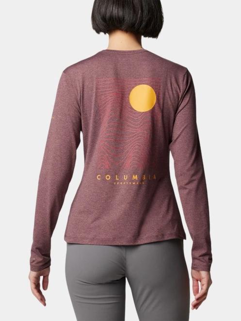 Columbia Sloan Ridge Graphic Long Sleeve Shirt női hosszú ujjú sport póló piros színben 4