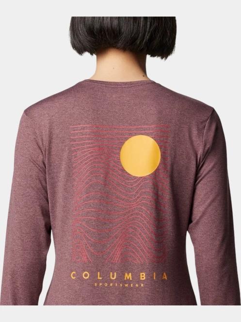 Columbia Sloan Ridge Graphic Long Sleeve Shirt női hosszú ujjú sport póló piros színben 6