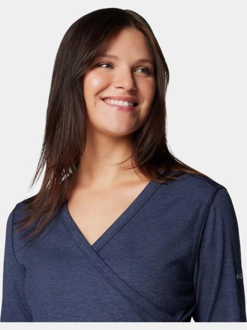 Columbia Boundless Days Knit V-Neck Long Sleeve Shirt női hosszú ujjú sport póló kék színben 6
