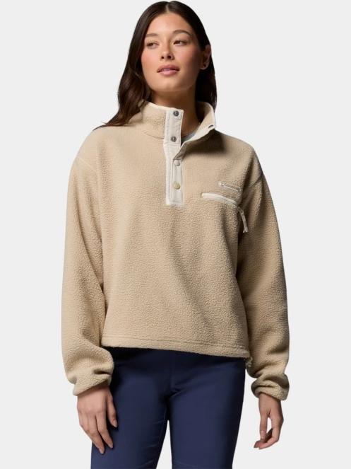 Columbia Helvetia II Cropped Half Snap Fleece női polár pulóver homok színben 2
