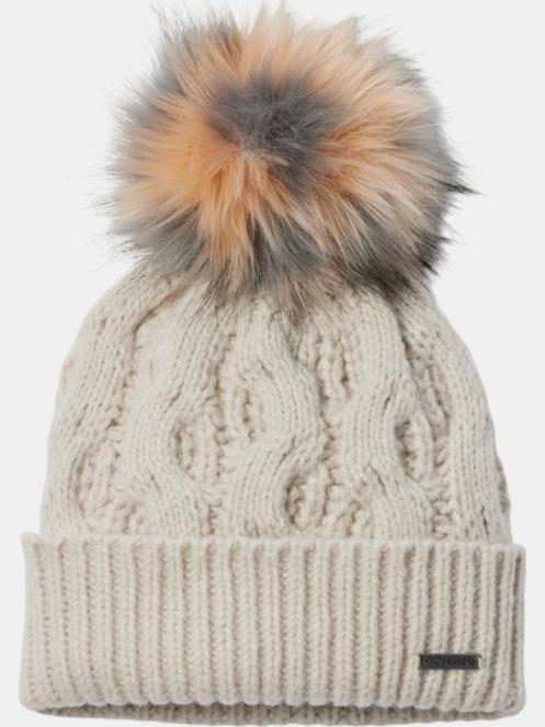 Columbia Boundless Days Cable Knit Pom Beanie női kötött sapka homok színben 2