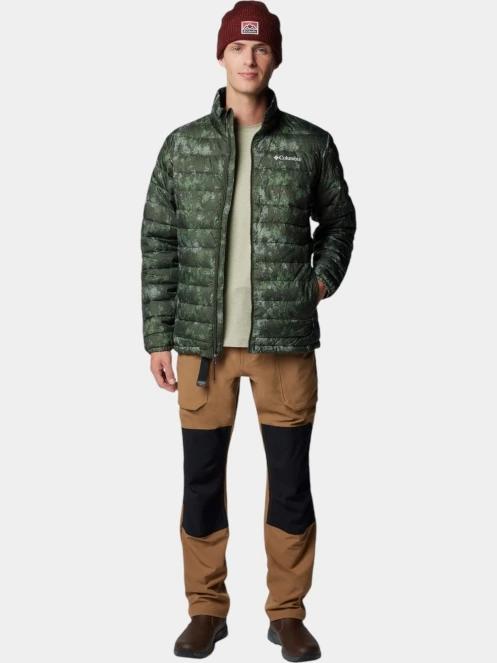 Columbia Powder Lite II Printed Jacket férfi átmeneti kabát zöld színben 5