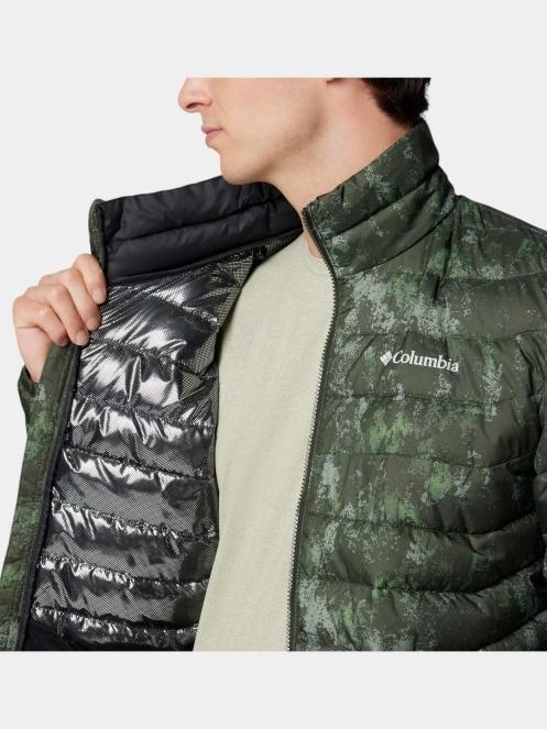 Columbia Powder Lite II Printed Jacket férfi átmeneti kabát zöld színben 8