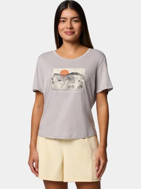 Columbia Ruby Springs Graphic Scoop Neck Short Sleeve Shirt női rövid ujjú póló szürke színben 2