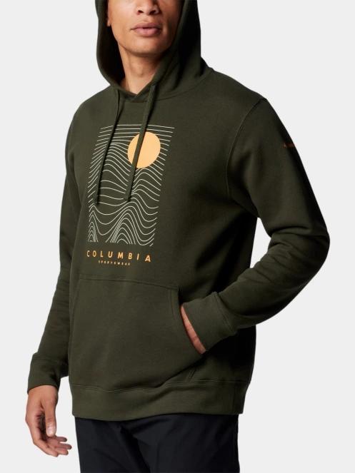 Columbia Beaumount Graphic Hoodie férfi kapucnis pulóver zöld színben 5