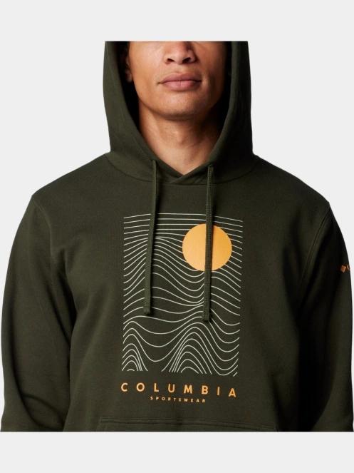 Columbia Beaumount Graphic Hoodie férfi kapucnis pulóver zöld színben 6