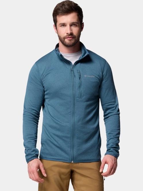 Columbia Essential Hike Grid Fleece Full Zip férfi polár pulóver kék színben 2