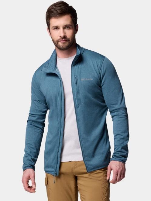 Columbia Essential Hike Grid Fleece Full Zip férfi polár pulóver kék színben 7