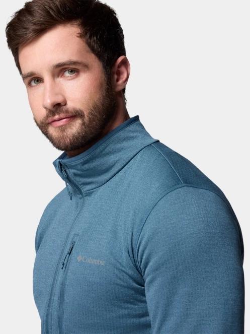 Columbia Essential Hike Grid Fleece Full Zip férfi polár pulóver kék színben 8