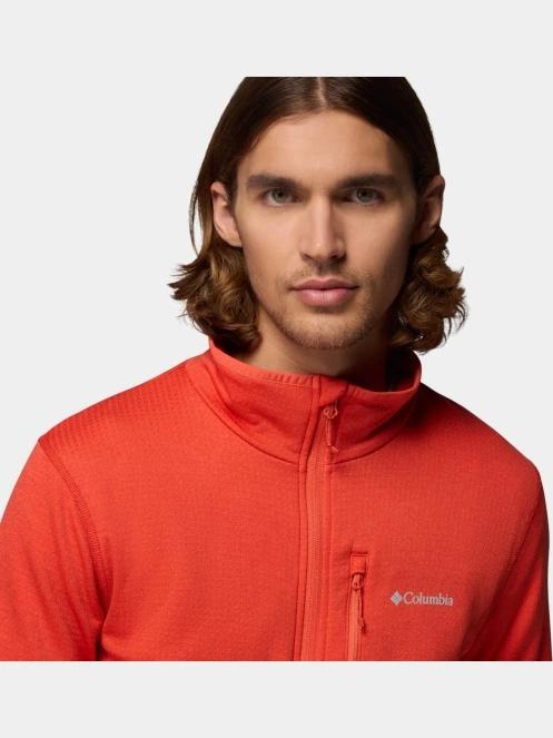 Columbia Essential Hike Grid Fleece Full Zip férfi polár pulóver piros színben 8