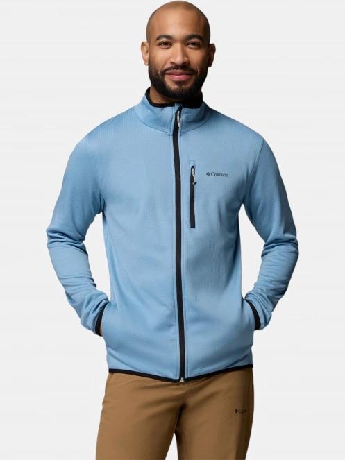 Columbia Essential Hike Grid Fleece Full Zip férfi polár pulóver kék színben 2