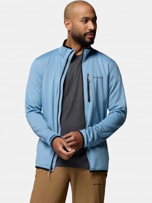 Columbia Essential Hike Grid Fleece Full Zip férfi polár pulóver kék színben 6