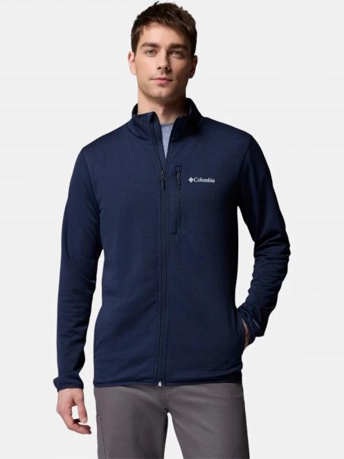 Columbia Essential Hike Grid Fleece Full Zip férfi polár pulóver sötétkék színben 2