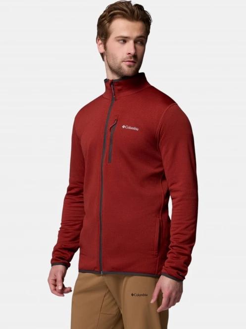 Columbia Essential Hike Grid Fleece Full Zip férfi polár pulóver piros színben 3
