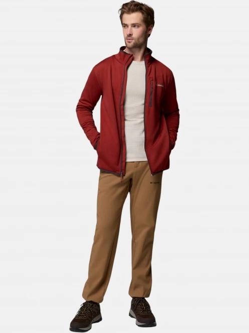 Columbia Essential Hike Grid Fleece Full Zip férfi polár pulóver piros színben 5