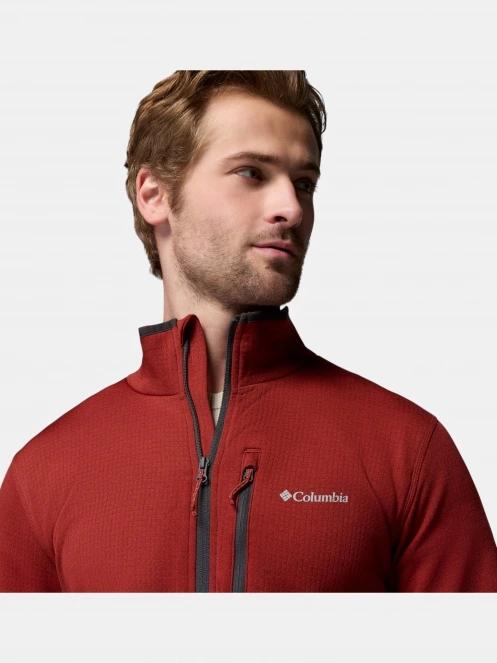 Columbia Essential Hike Grid Fleece Full Zip férfi polár pulóver piros színben 8
